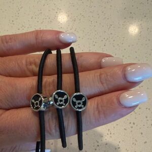 Orangetheory Black Hair Ties with Silver Logo Charms